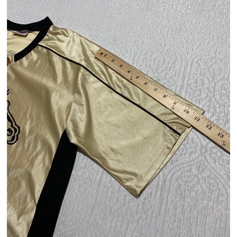 Vintage USA Teamwork Athletic Apparel Illinois Mustangs Jersey Gold Black L 42 - Picture 9 of 9